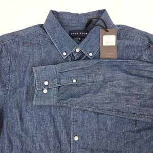 Five Four Michael Dark Indigo Denim Button Down Shirt NWT 100% Cotton XL